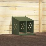 vidaXL Hniezdo pre kurčatá s 2 priehradkami, olivovo zelený kov – Obrázok 4