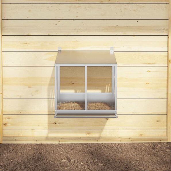 VidaXL Hniezdo pre kurčatá s 2 priehradkami, strieborný kov – Obrázok 3