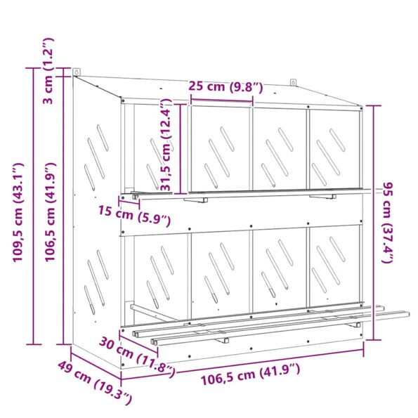 vidaXL Hniezdo pre kurčatá s 8 priehradkami, olivovo zelený kov – Obrázok 11