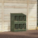 vidaXL Hniezdo pre kurčatá s 6 priehradkami, olivovo zelený kov – Obrázok 4