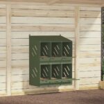 vidaXL Hniezdo pre kurčatá s 6 priehradkami, olivovo zelený kov