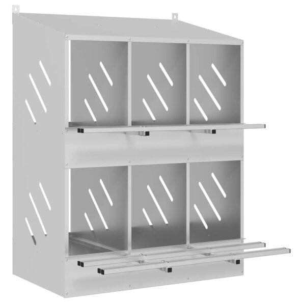 VidaXL Hniezdo pre kurčatá s 6 priehradkami, strieborný kov – Obrázok 2