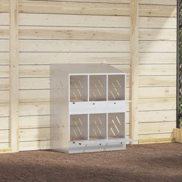 VidaXL Hniezdo pre kurčatá s 6 priehradkami, strieborný kov – Obrázok 4