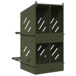 vidaXL Hniezdo pre kurčatá s 4 priehradkami, olivovo zelený kov – Obrázok 7