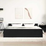 VidaXL Rám postele bez matraca čierny dub 200x200 cm kompozitné drevo – Obrázok 4
