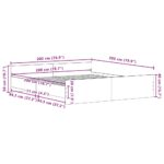 VidaXL Rám postele bez matraca čierny dub 200x200 cm kompozitné drevo – Obrázok 11