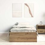 vidaXL Posteľný rám bez matraca dub artisan 75x190 cm kompozitné drevo – Obrázok 3
