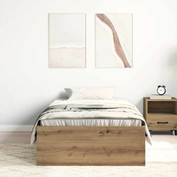 vidaXL Posteľný rám bez matraca dub artisan 75x190 cm kompozitné drevo – Obrázok 3