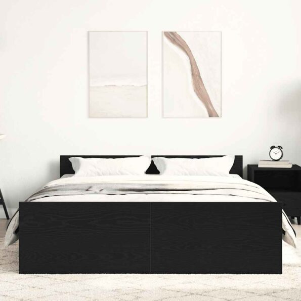 vidaXL Posteľný rám bez matraca čierny dub 140x200 cm kompozitné drevo – Obrázok 4