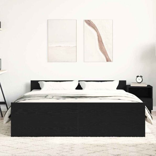 vidaXL Posteľný rám bez matraca čierny dub 150x200 cm kompozitné drevo – Obrázok 4