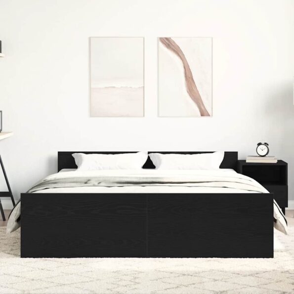 vidaXL Posteľný rám bez matraca čierny dub 160x200 cm kompozitné drevo – Obrázok 4