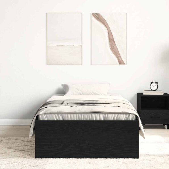 vidaXL Posteľný rám bez matraca čierny dub 90x190 cm kompozitné drevo – Obrázok 3