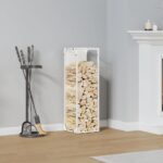 vidaXL Stojan na palivové drevo Biely Oceľ valcovaná za studena