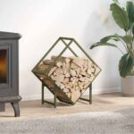 vidaXL Stojan na palivové drevo Olive Green Oceľ valcovaná za studena