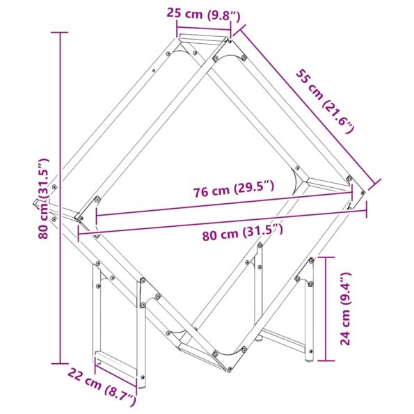 vidaXL Stojan na palivové drevo biely oceľ valcovaná za studena – Obrázok 11