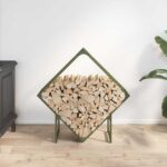 vidaXL Stojan na palivové drevo olivovo zelená 80x25x80 cm – Obrázok 3