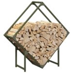 vidaXL Stojan na palivové drevo olivovo zelená 80x25x80 cm – Obrázok 4
