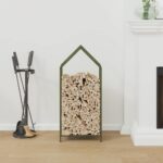 vidaXL Stojan na palivové drevo olivovo zelená 40x25x90 cm – Obrázok 3