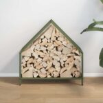 vidaXL Stojan na palivové drevo Olive Green Oceľ valcovaná za studena – Obrázok 3