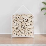 vidaXL Stojan na palivové drevo biely oceľ valcovaná za studena – Obrázok 3