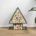 vidaXL Stojan na palivové drevo olivovo zelená 50x25x60 cm – Obrázok 3