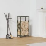 vidaXL Stojan na palivové drevo Olive Green Oceľ valcovaná za studena