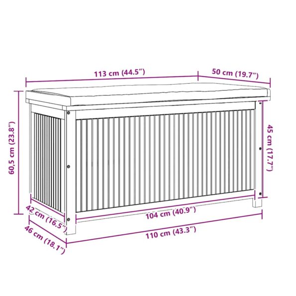 vidaXL Vonkajší box na vankúše 113x50x60,5 cm akáciový masív – Obrázok 11