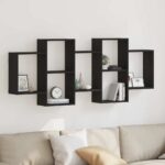 vidaXL Nástenná polica čierna dub 159x18x65 cm kompozitné drevo