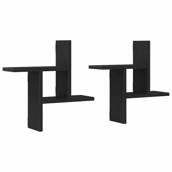 vidaXL Nástenné police 2 ks čierne dub 38x12x38 cm kompozitné drevo – Obrázok 2