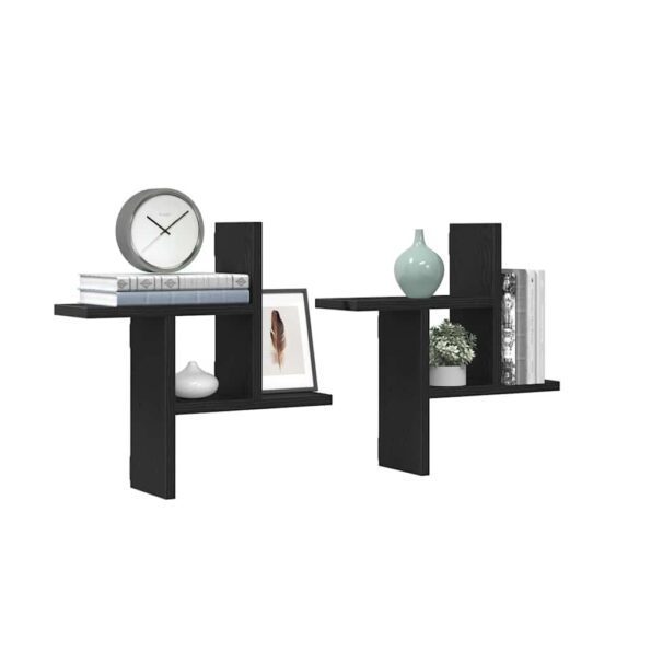 vidaXL Nástenné police 2 ks čierne dub 38x12x38 cm kompozitné drevo – Obrázok 4