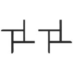 vidaXL Nástenné police 2 ks čierne dub 38x12x38 cm kompozitné drevo – Obrázok 5