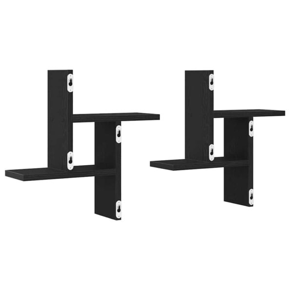 vidaXL Nástenné police 2 ks čierne dub 38x12x38 cm kompozitné drevo – Obrázok 7