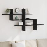 vidaXL Nástenná polica čierna dub 124,5x18x60,5 cm kompozitné drevo