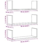 vidaXL Nástenné police 3 ks, čierne dub 58x18x18 cm, kompozitné drevo – Obrázok 11