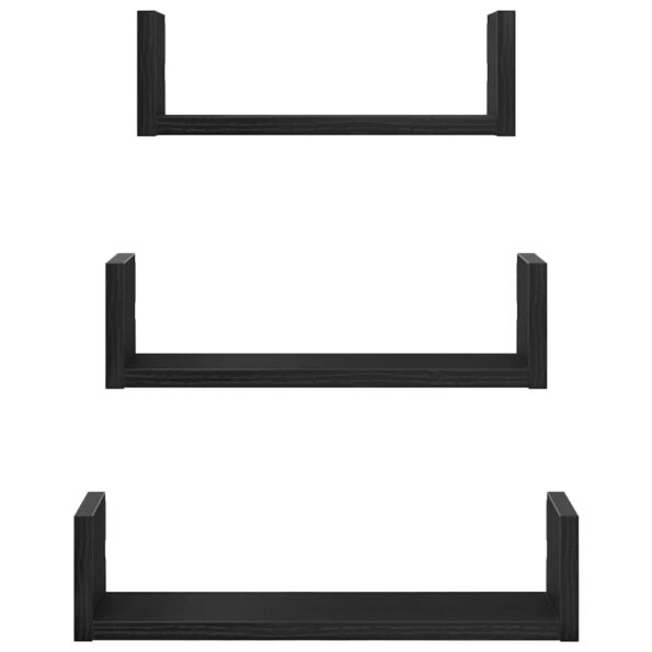 vidaXL Nástenné police 3 ks čierna dub kompozitné drevo – Obrázok 5
