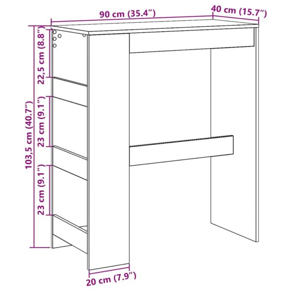 vidaXL Barový stôl s policami čierna dub kompozitné drevo – Obrázok 10