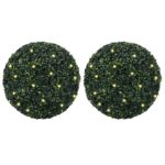 vidaXL Umelé buxusové gule s LED svetlami, 2 ks, zelená, 52 cm