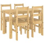 vidaXL 5-dielna jedálenská súprava Panama, borovicový masív – Obrázok 2