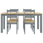vidaXL 5-dielna jedálenská súprava Panama, šedá borovicový masív – Obrázok 7