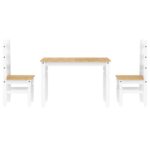 vidaXL 3-dielna jedálenská súprava Panama, biela borovicový masív – Obrázok 7