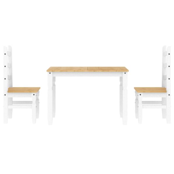 vidaXL 3-dielna jedálenská súprava Panama, biela borovicový masív – Obrázok 7