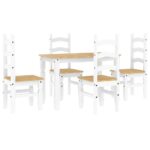 vidaXL 5-dielna jedálenská súprava Panama, biela borovicový masív – Obrázok 2