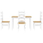 vidaXL 5-dielna jedálenská súprava Panama, biela borovicový masív – Obrázok 7