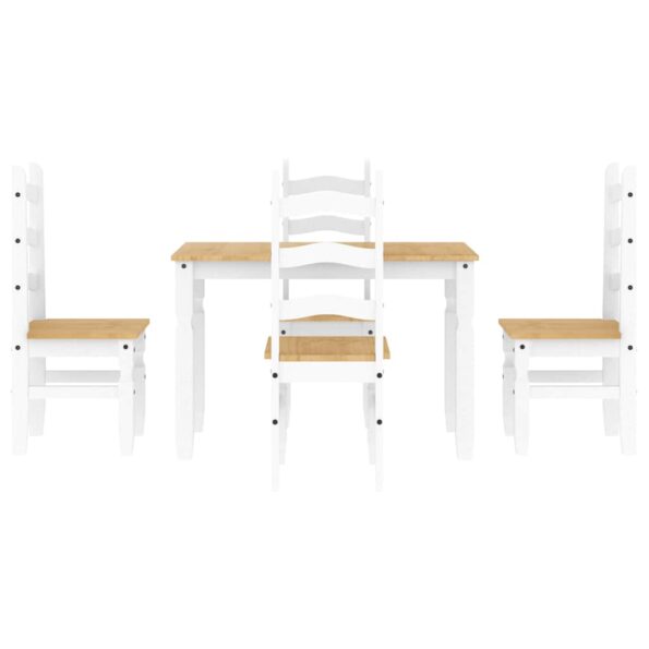 vidaXL 5-dielna jedálenská súprava Panama, biela borovicový masív – Obrázok 7