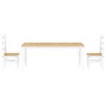 vidaXL 3-dielna jedálenská súprava Panama, biela borovicový masív – Obrázok 7