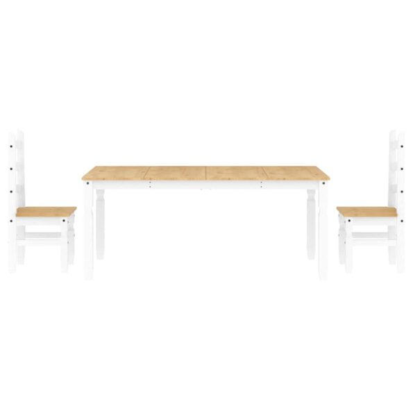 vidaXL 3-dielna jedálenská súprava Panama, biela borovicový masív – Obrázok 7