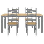 vidaXL 5-dielna jedálenská súprava Panama, šedá borovicový masív – Obrázok 7