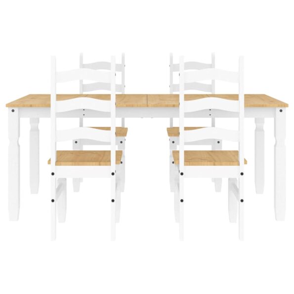 vidaXL 5-dielna jedálenská súprava Panama, biela borovicový masív – Obrázok 7
