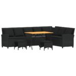 vidaXL 4-dielna záhradná sedacia súprava s podložkami tvare L čierna – Obrázok 2