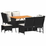 vidaXL 5-dielna záhradná súprava pohoviek s vankúšmi čierna polyratan – Obrázok 2